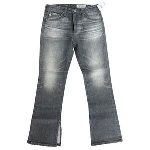 AG Adriano Goldschmied The Jodi Crop High Rise Slim Flare Grey Jeans Size 27